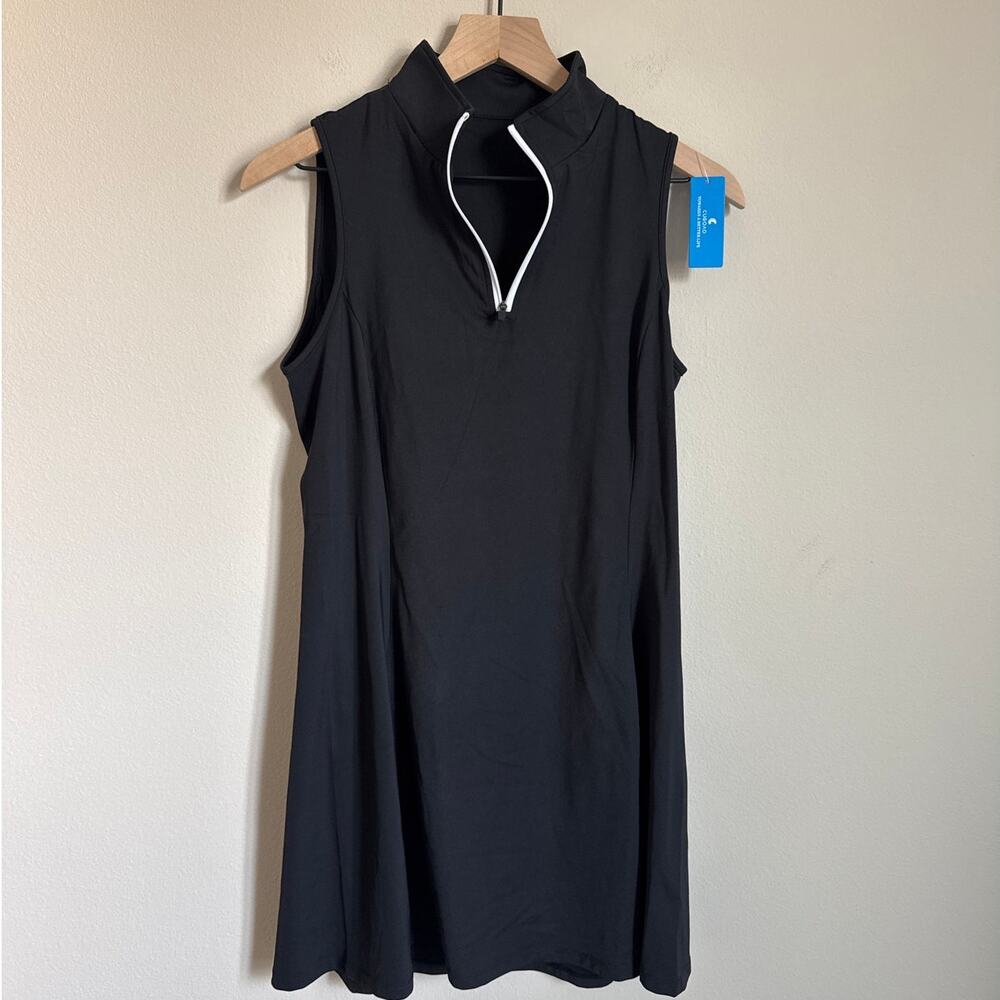 NWT Womens Black Nylon Sleeveless Zip Tennis Activewear Dress Size Medium Tennis
